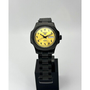 Custom Seiko Mod • Gold Arabic Day-Date Black Nautilus • 40mm